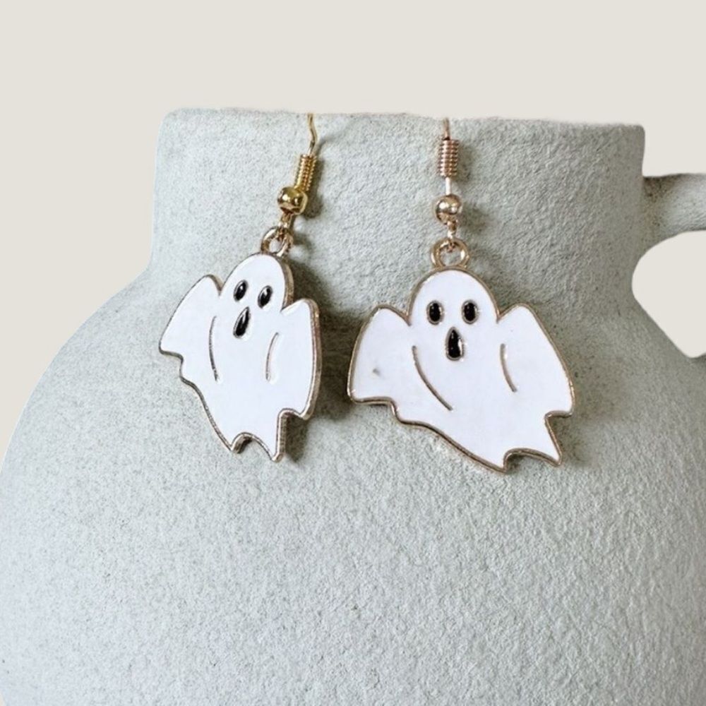 NEW Halloween Ghost gold earrings